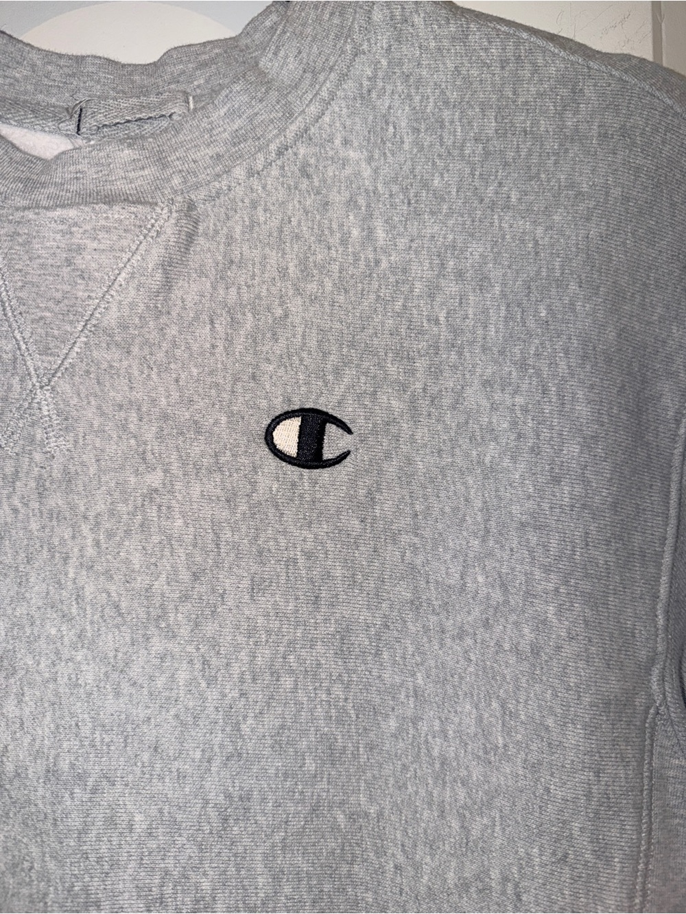 Champion Light Gray Terry Sweatshirt and Matching Athletic Shorts, Size L/M - Picture 6 of 14